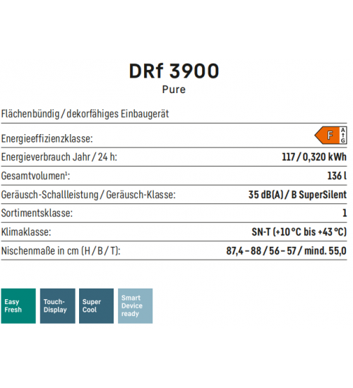 LIEBHERR利勃海尔 DRf 3900  轻松新鲜 嵌入式单门冰箱
